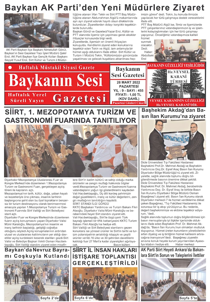 28.03.2022 Tarihli Baykanın Sesi Gazetemiz Yayınlandı.